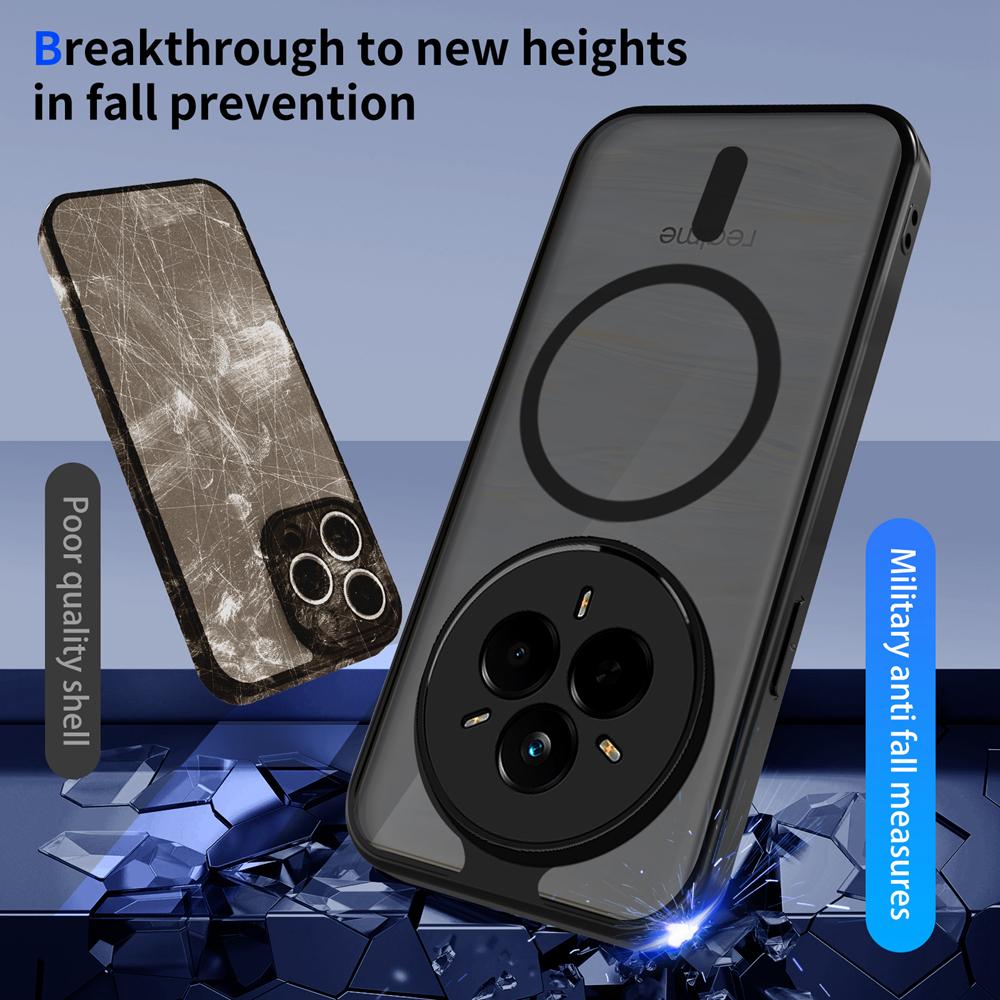 KEYSION Magnetic Phone Case for Realme 14 Pro+ 5G Silicone+PC Matte Translucent Clear Shockproof Cover for OPPO Realme 14 Pro 5G