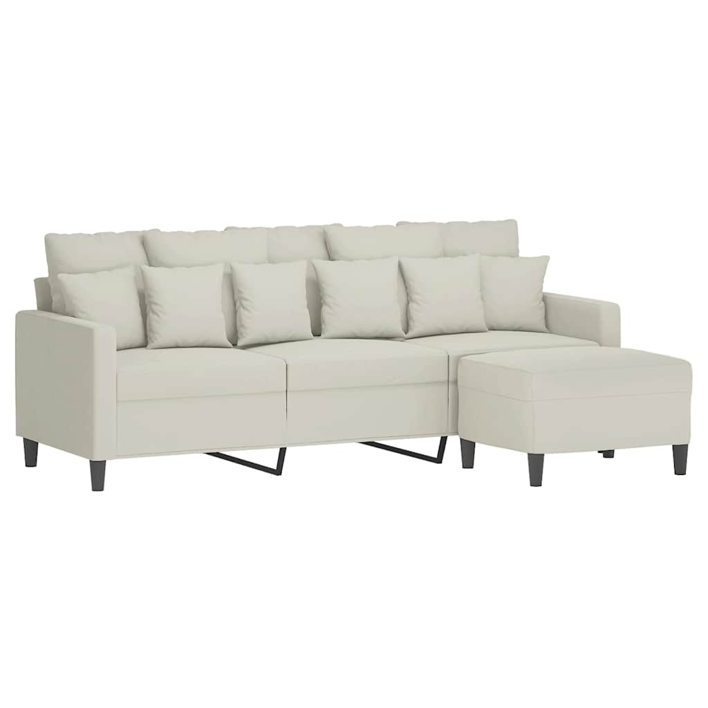 Vidaxl 3-Seater Sofa, Cream, 180 Cm, Upholstered In Velvet