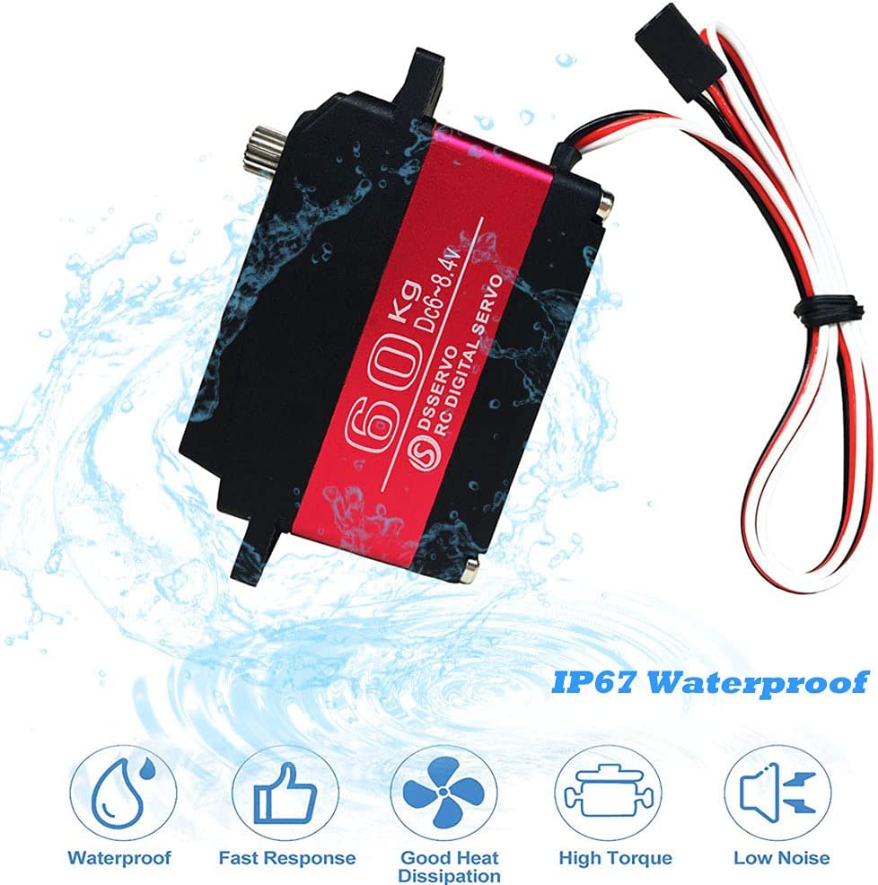 Digitálny servomotor DS5160 7,4V 60KG s 18T páčkou – Rotácia 180° – Pre robotiku a RC autá – Hliník