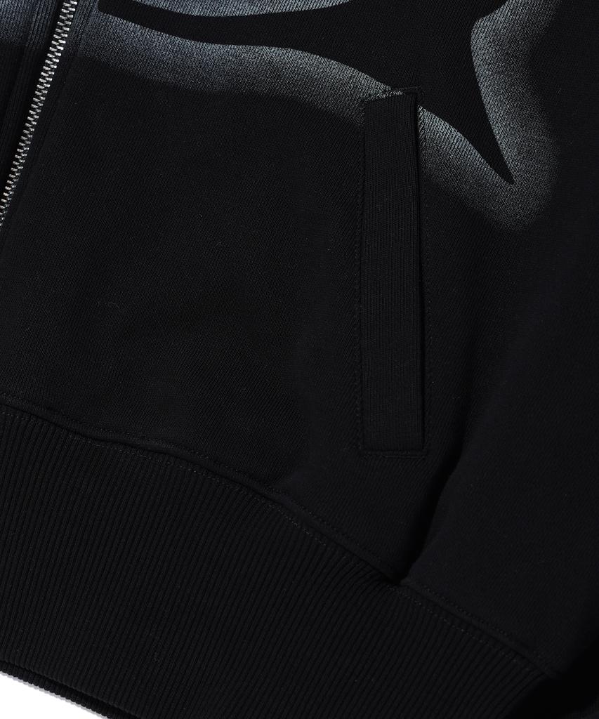Critic Crop Wormhole Logo Hoodie Zip-Up Black