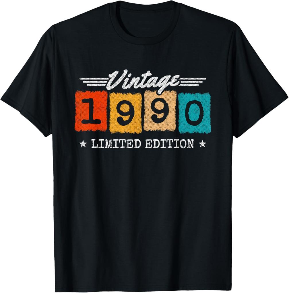 Vintage 1990 Limited Edition 35th Birthday Gifts 35 Year Old TShirt Unisex Summer Streetwear Tops Streetwear Ropa Hombre