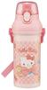 Kunststoff-Wasserflasche von Sanrio Hello Kitty, Groß, PSB5SANAG68640, für Kinder, 480 ml, Ein-Knopf-Öffnung, Antibakteriell, Kinderfreundlich,