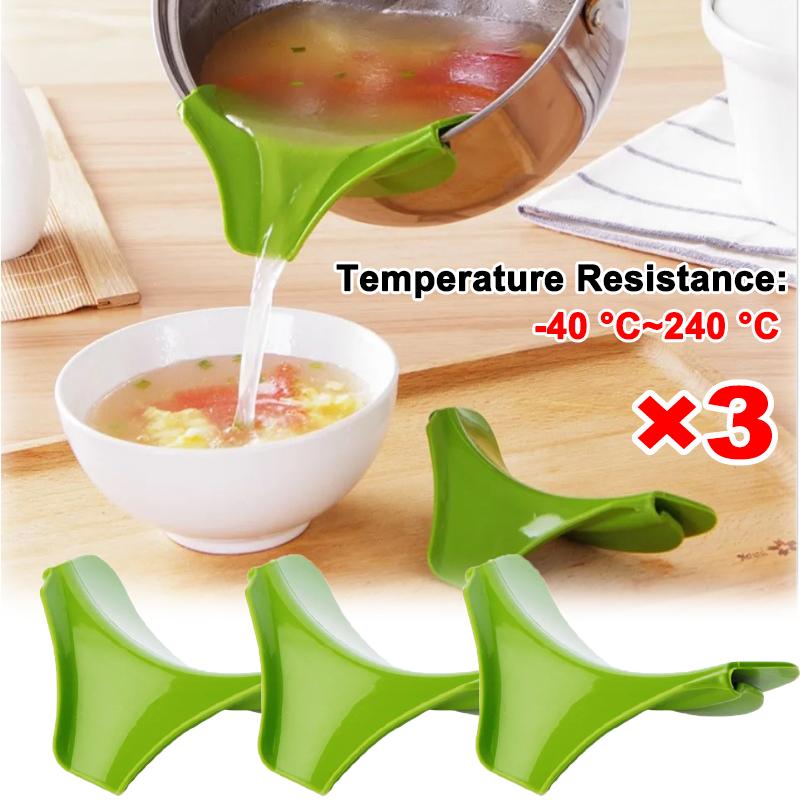 1/2/3PCS Kitchen Funnel,Creative Clip-on Silicone Strainer for Pots Pans And Bowls,Anti-Spill Liquid Guide Nozzle Kitchen Gadget