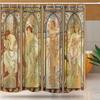 Jugendstil Dame Duschvorhang, Ästhetische Kunst Tageszeiten, Nachtruhe, Abendliche Träumerei, Morgendämmerung, Morgen erwachen Badezimmer-Set