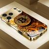 Padrão de Tecnologia Bitcoin Dourado Premium Para capa de iPhone 17 capas de telefone da moda Capa de Vidro para iPhone 17 16 15 14 13 pm Pro Plus
