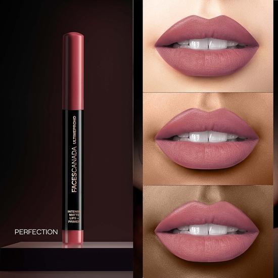FACESCANADA Ultime Pro Hd Intense Matte Lips + Primer - Perfection 01, 1.4G | 9Hr Long Stay | Primer Infused For Flawless Hd Matte Finish