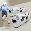 Leichte, klobige Plateau-Sneaker für Damen, rutschfeste, atmungsaktive Schnür-Wanderschuhe, Sportschuhe, PU-Leder, lässige Lauf-Sneaker für Damen