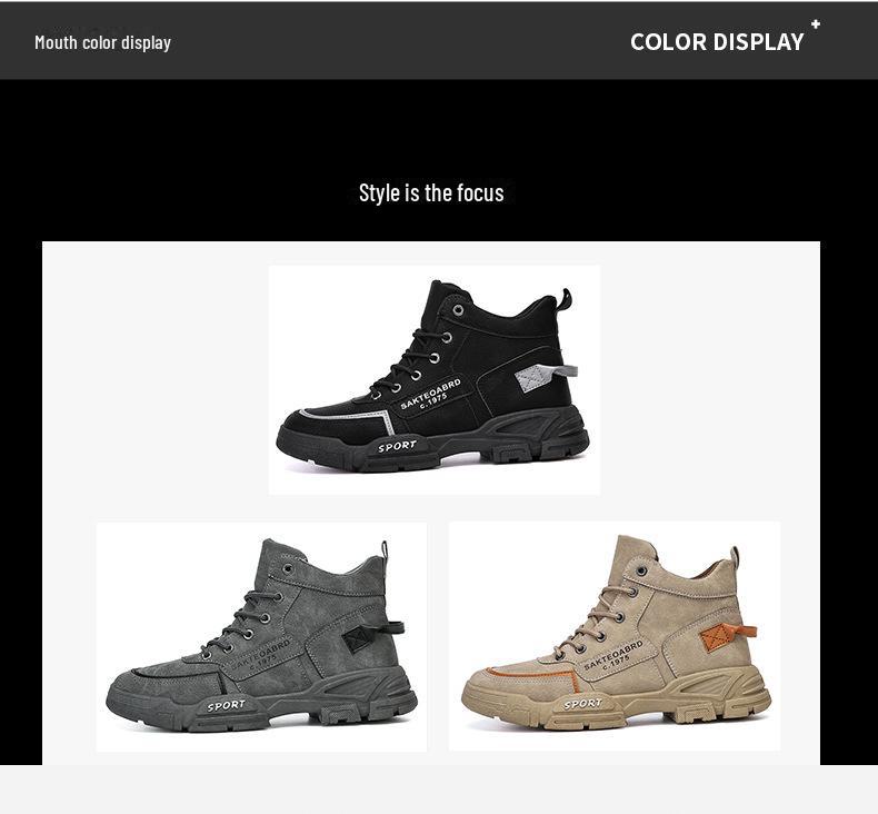 2025 Spring Men's High Top Martin Boots: Trendy British & Korean Fashion Work Shoes