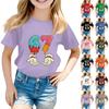 Children's Fashion Casual Printed Neck Short Sleeve T,Shirt Top