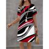 Fashion Stripes Gradient Pattern Women's Short-Sleeved Dress - Loose and Comfortable Casual Dress