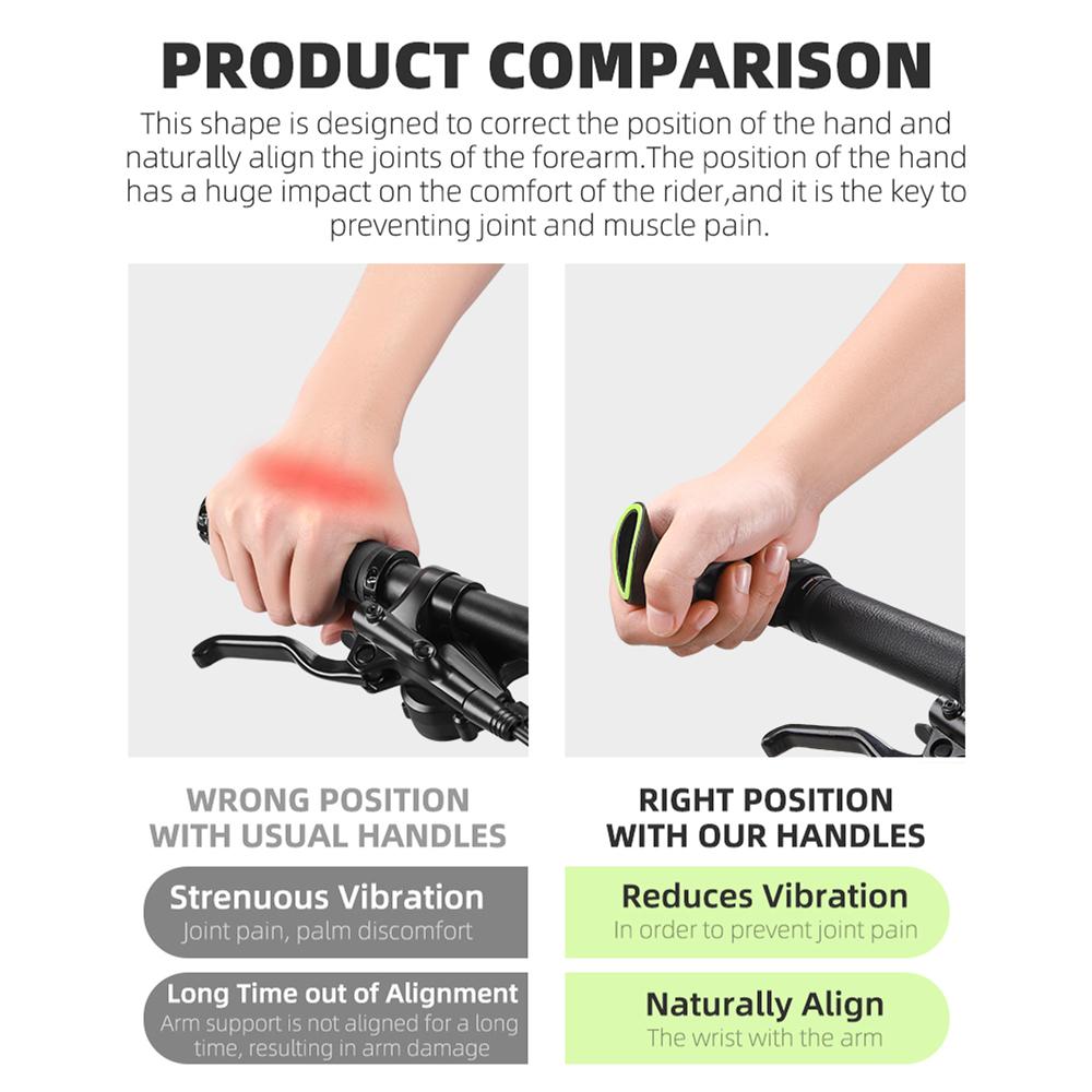 Extrémités de barre de vélo extrémités de guidon de VTT ergonomiques antidérapantes pour guidon de 21,8 à 22,8 mm