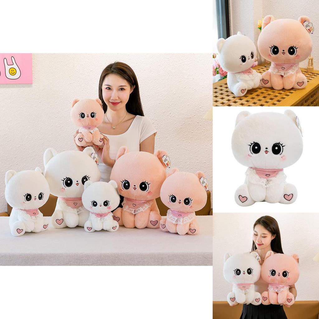 Soft Short Plush Sweet Cat Stuffed Toy Cozy Animal Pillow For Girls Birthday Gift