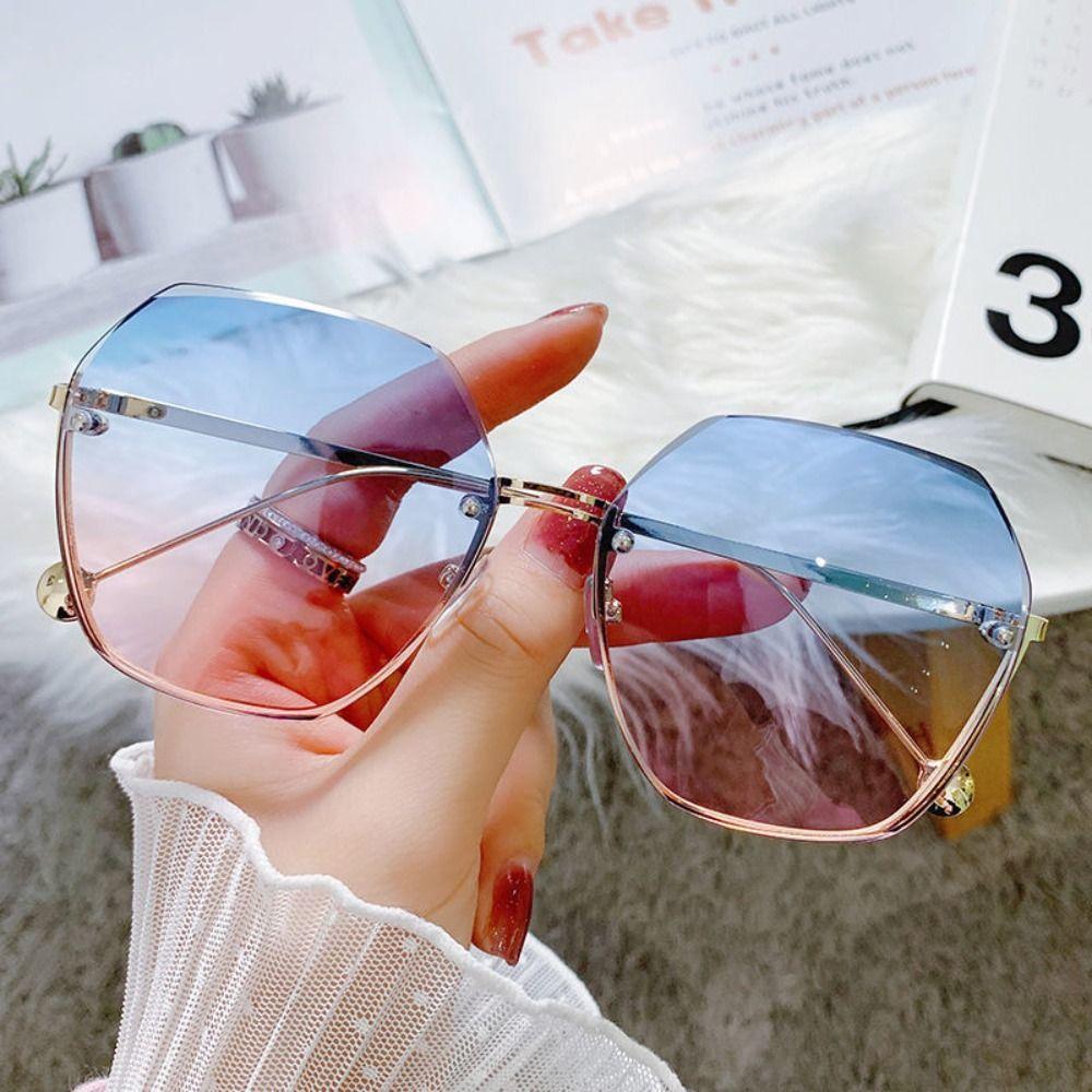Fashion Irregular Sunglasses Women Men Outdoor Gradient Lens Sun Glasses Female Eyewear Rimless Square Oversized Shades