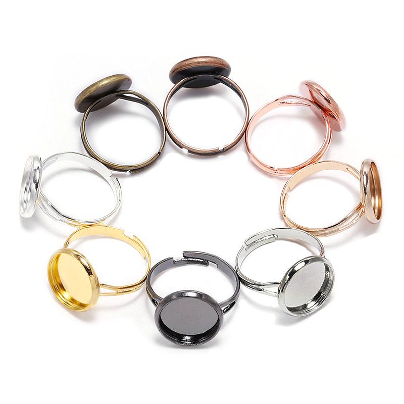 10st/lot Justerbar Blank Ring Base Fit Dia 10 12 14 16 18 20 25 mm Glas Cabochons Cameo Inställningar Bricka Göra själv Smycken Ring