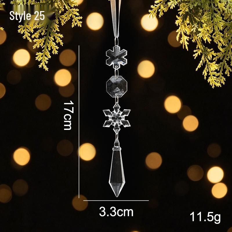 Acrylic Snowflake Icicle Ornament - Crystal Clear Christmas Tree Decoration