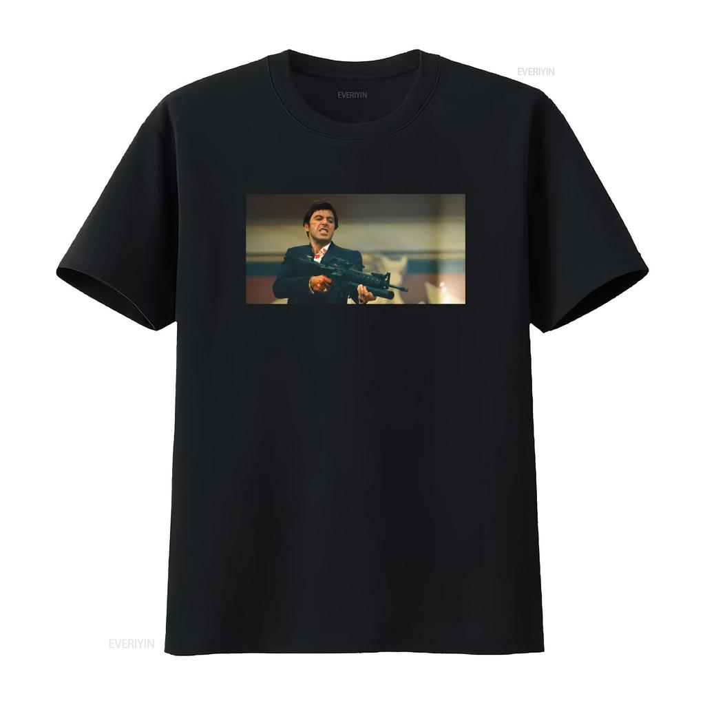 Tony Montana Say Hello To My Little Friend Movie T Shirt Scarface 1983 Vintage Washed Versatile Homme Designer Clothes Fashion
