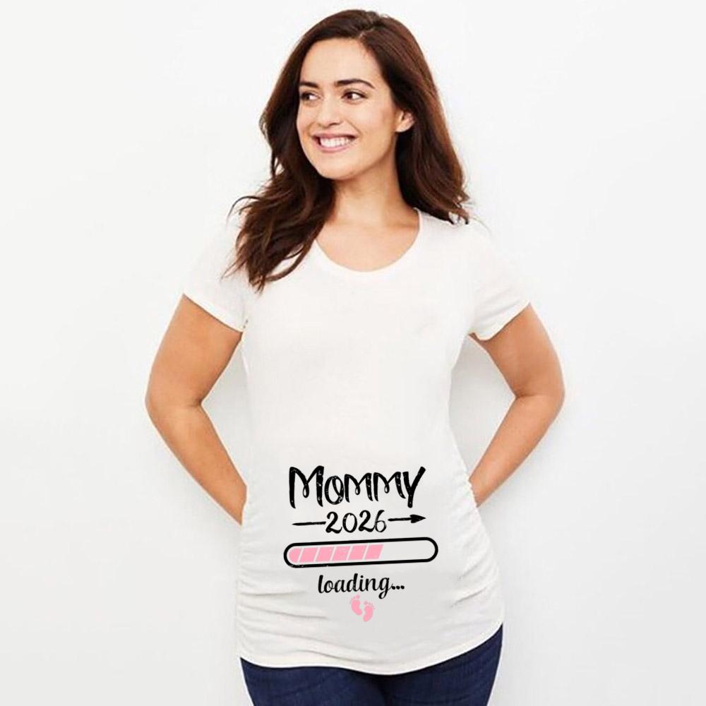 2026 New Cute Dad Mom Baby Print Couple Pregnant T Shirt Pregnancy Summer Short Sleeved Harajuku Streetwear Tops Tees