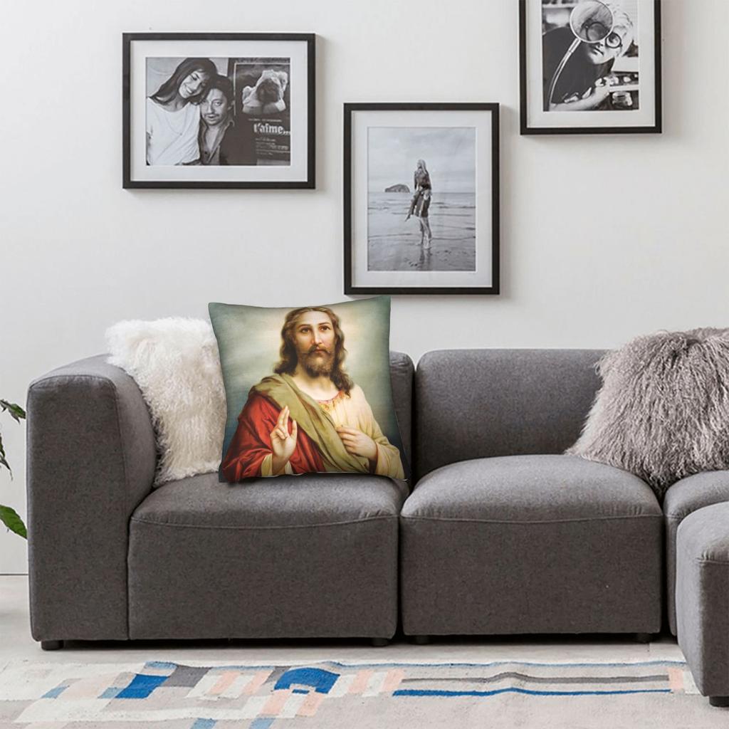 Jesus Christ Painting Square Pillow Case  Cushion Covers Funny Zippered Decor Pillowcase for Home 18"