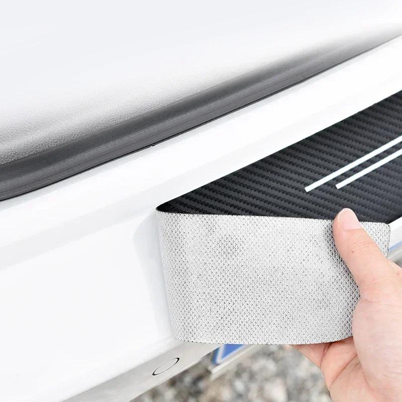 WVOSP1 Hot W204 C200 For Benz AMG Carbon Fiber Car Trunk Rear Bumper Sticker Guard Plate Protector For Mercedes Benz W212 W213 W205 W17