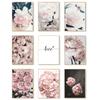 Moderne Pflanze Blumenmalerei Kern frische ästhetische dekorative Poster für Wohnzimmer rosa Pfingstrose Wandkunst Bild Posterdruck