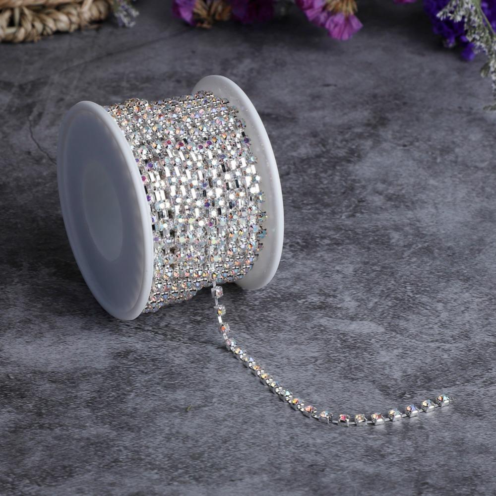 1PCS 10 Yards Length Crystal Chain Trim SS16 4MM Diamond Claw Chain Rhinestone Cup Chain DIY Crafts