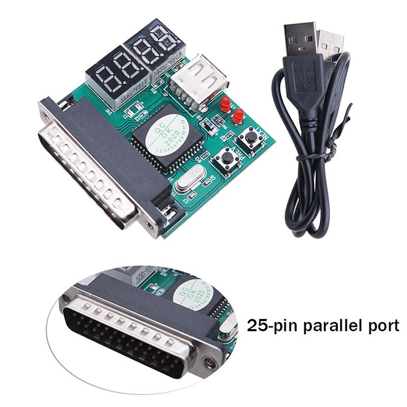 Laptop Computer 25Pin Diagnostic Card with USB Parallel Port PC Motherboard Analyzer 4-Digit Analysis Post Tester