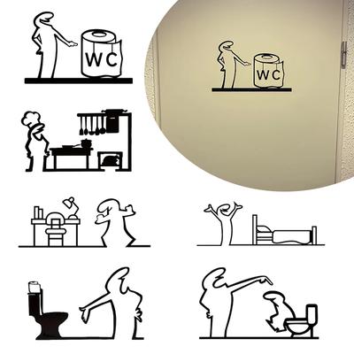 La Linea Minimalist Line Art Stickers Door Sticker Bedroom, Kitchen, Bathroom Sign Cartoon Character Design Home Decoration
