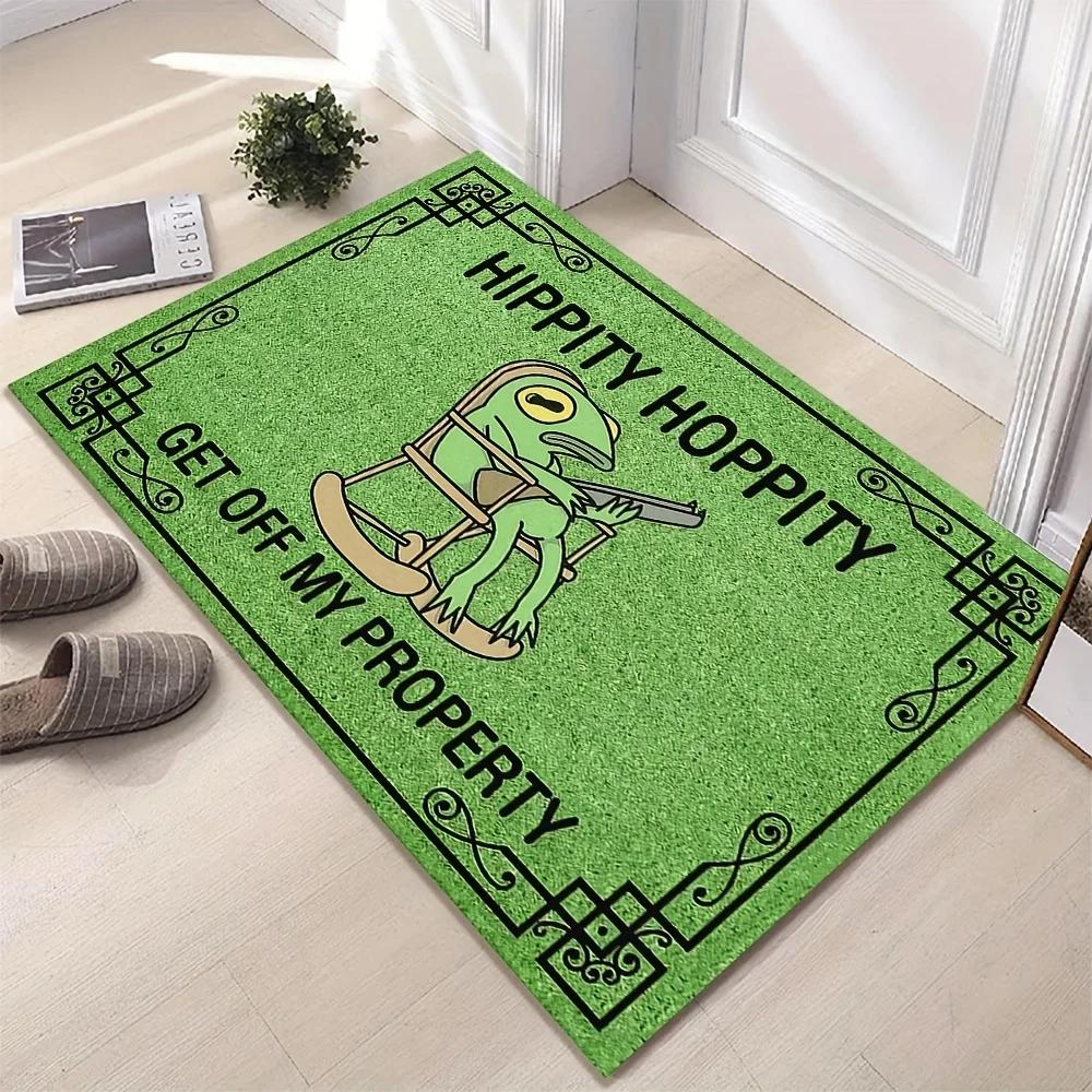 Green Frog Welcome Doormat Lightweight Non-Slip Living Room Bedroom Floor Mat Entrance Rug Home Decor