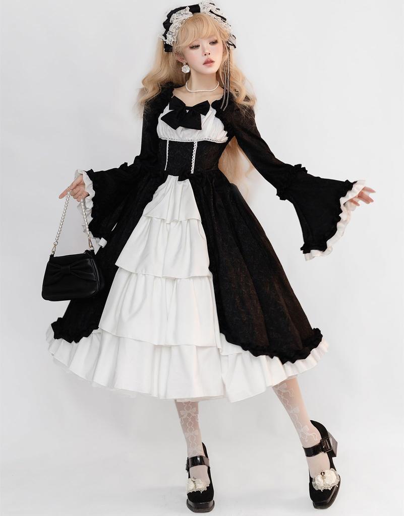 Sivrusn Gothic Lolita Dress with Lace and Perfect for Sweet and Noble Gorgeous Retro Princess Lolita Court and Size 2XL Women's Ruffles, Cosplay,