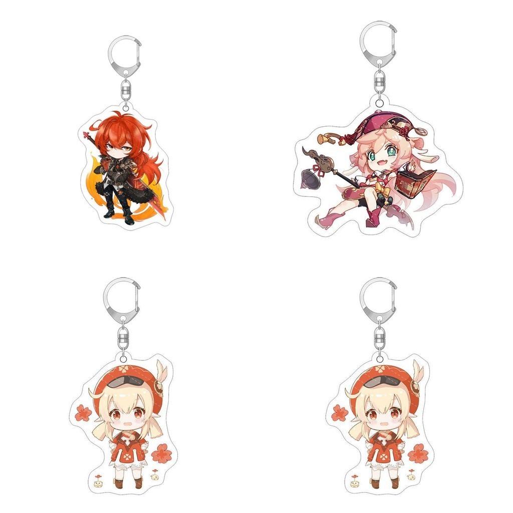 High Quality Genshin Impact Acrylic Keychain Anime Cartoon Kawaii Keyring Pendant