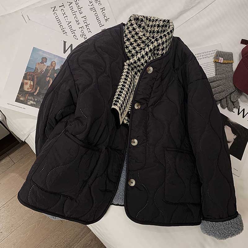 Mantel für Damen Baumwolle Winter Verdickt Lässig Übergroß Doppellagig Windbreaker Jacke