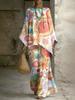 European and American Retro Bohemian Suit Exotic Print Loose Top Wide-leg Pants Temperament Casual Two-piece Set