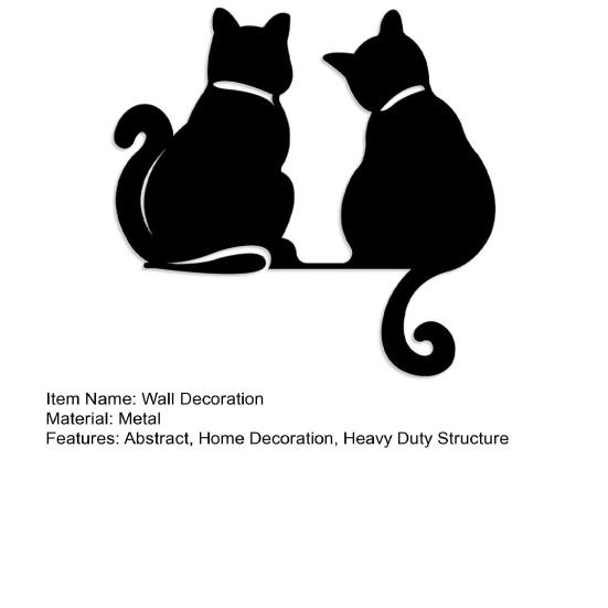 Metal Drinking Coffee Wall Decoration Modern Minimalist Abstract Black Cat Butterfly Wall