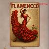 Iron Wall Art Flamenco Dancer Rustic Metal Sign with Red Dress Floral Motifs Mexican Heritage Decor for Cinco De Mayo H