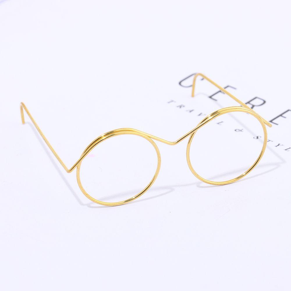 Fashion Retro Cute Gold Lensless Round Frame Doll Glasses