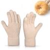 Warme Strickhandschuhe für Damen im Winter Radfahren Büro Einfache Kältefeste Doppellagige Touchscreen-Handschuhe