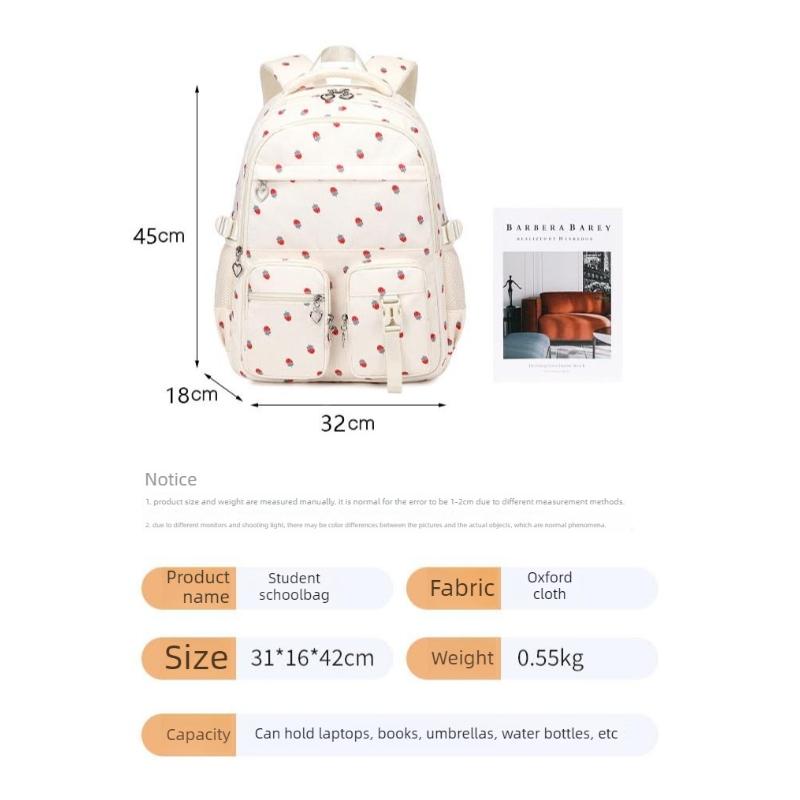 Rucsac Școală Primară pentru Fete Ghiozdan cu Model Căpșuni Rucsac Fete Rucsac Casual pentru Călătorii de Zi cu Zi Genți Școală Gimnaziu