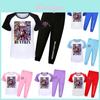 Kpop Demon Hunters Print Kids Pajama Set With Cotton Fabric For Summer And Spring Sleepwear
