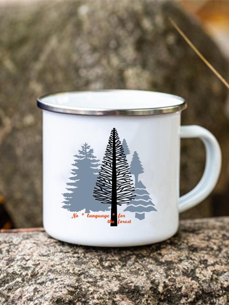 Adventure Forest Mountain Print Enamel Creative Coffee Water Milk Cups Camping Mugs Handle Drinkware Campfire Camper Mug Gifts