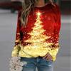 Funny Christmas Tree Print Women's T-Shirts Fashion X'mas Clothing Casual O-neck Loose Tops Fall Long Sleeve Pullover Female Tee