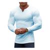 Men T-shirt Solid Color Ribbed Long Sleeve V Neck Streetwear Autumn Winter Bottoming Shirt Tee Shirt Men Clothing
