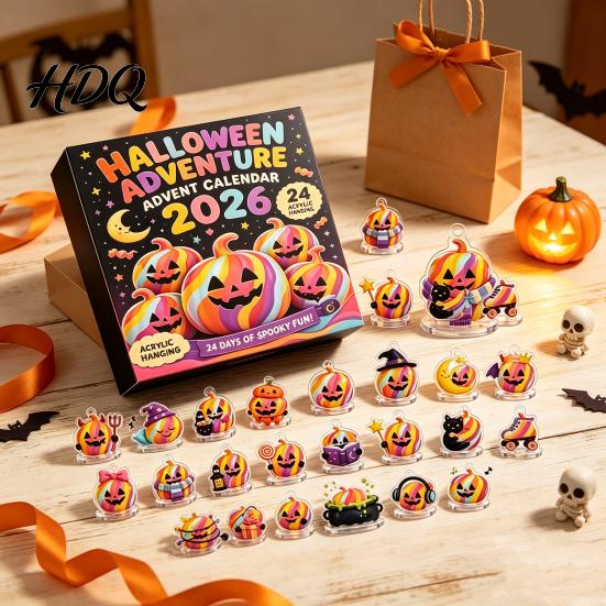 Acrylic Figurine Set Halloween Ghost Advent Calendar, 24 Day Countdown Box with Novelty Gift for Children Figurines, Spooky Collectible Toy