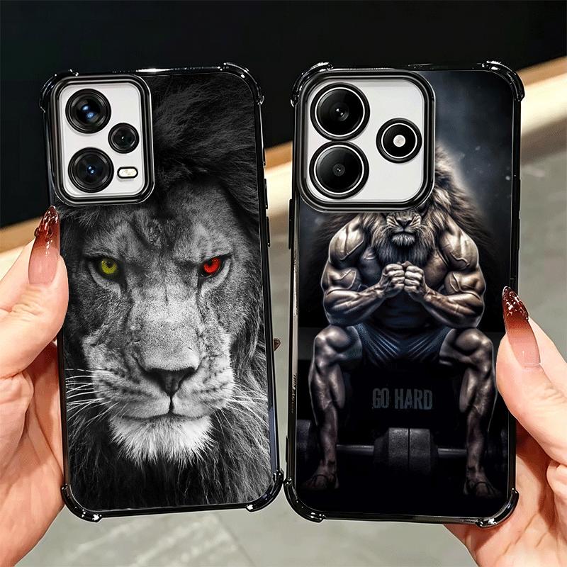 Lion Male Man King Plating Phone Case For Xiaomi Redmi Note 14 15 Pro Plus 13 12 11 11S 11T 10 9S 9 5G Anti-Fall Airabag Cover