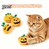 Pumpkin Cat Toy Halloween Toy Squeaky Stuffed Chew Plush Soft with Feathers for Indoor Cats Self-entertainment Interactive