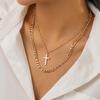 Europe, America, Fashion, Cool Metal Figaro Chain, Collarbone Chain, Punk Style, Religious Cross Necklace.