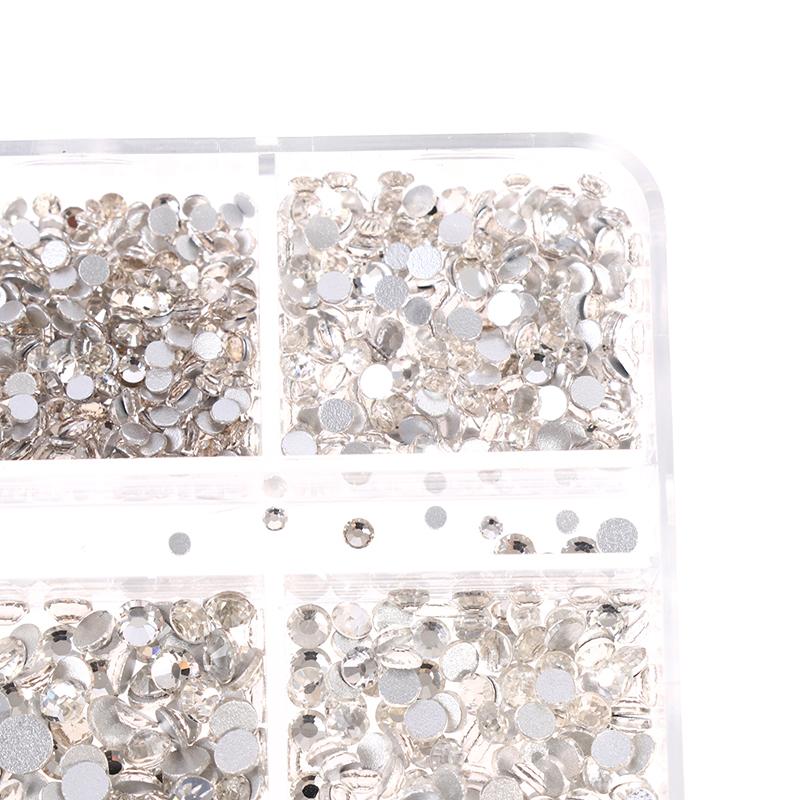 6 Maten Doos Kristallen Platte Strass Steentjes Set Hybride Nagellak Decoraties Ab Kleurrijk