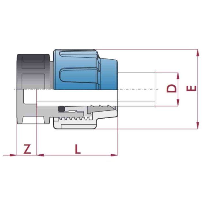Raccord PE 20mm - CEPEX - Bouchon Polyéthylène - Compression - Eau Potable - PN16