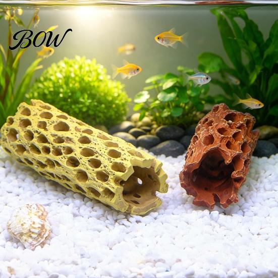 Underwater Breeding House Aquarium Shrimp Cave, Artificial Tree Trunk Hide, Fish Tank Porous Tunnel Hideout, Realistic Cave for Betta