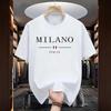 T-shirt da uomo in cotone a vestibilità larga con stampa Milano - Estiva Casual Sportiva Girocollo Manica Corta.