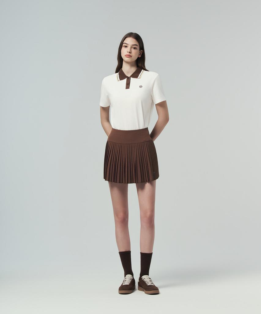 SERGIO TACCHINI W High-Waisted Woven Pleated Skirt (D.Brown)